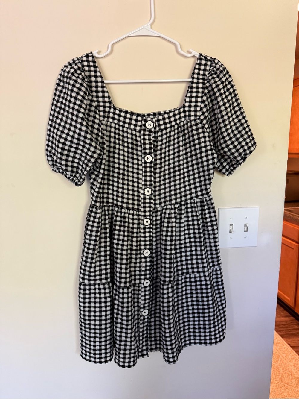 Black Tape Black and White Gingham Button Skirt